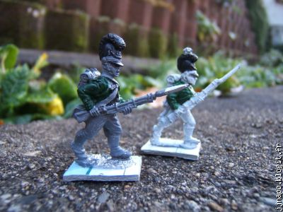 Des chasseurs bavarois de Wrède. Sous-couchés en blanc et en gris