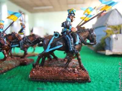 Les lanciers noirs du duc de Brunswick , à l'aile droite anglaise